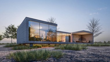 Modern evin 3 boyutlu canlandırması 