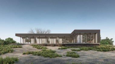 Modern evin 3 boyutlu canlandırması 