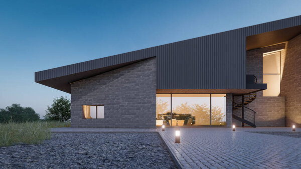 3D визуализация современного дома 