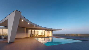 Modern evin 3 boyutlu canlandırması