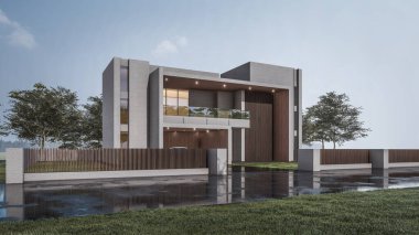 Modern evin 3 boyutlu canlandırması