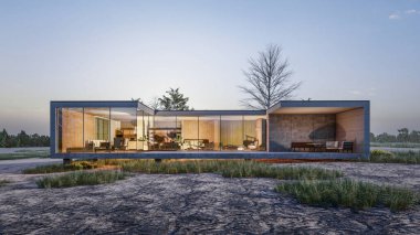 Modern evin 3 boyutlu canlandırması