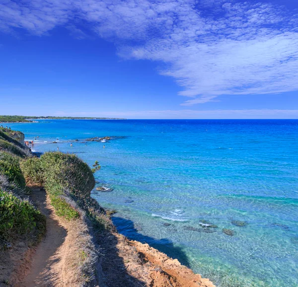 Protected Oasis Lakes Alimini Turkish Bay Baia Dei Turchi Just — Stock Photo, Image