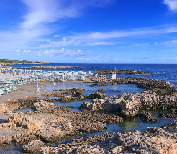 Пляж Отранто Апулии Италия Пляж Порто Чело Является Одним Самых — стоковое фото