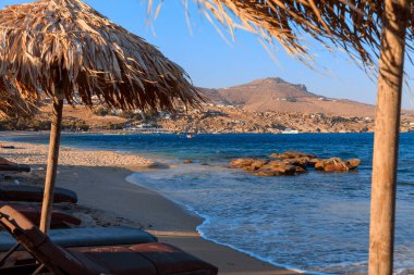 Greece summertime: Kalafati Beach is a beautiful Mykonos beach in the Cyclades islands.