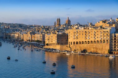 Skyline of Valletta, Malta. Panoramic view from the Grand Harbour.