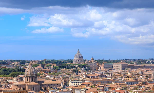 Rome skyline: on background Saint Peter\'s Basilica in Italy.