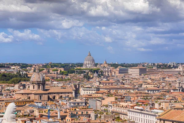 Rome skyline: on background Saint Peter\'s Basilica in Italy.