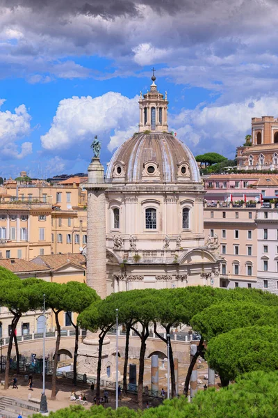 Rome Skyline View Trajans Column Church Most Holy Name Mary — Stock Photo, Image