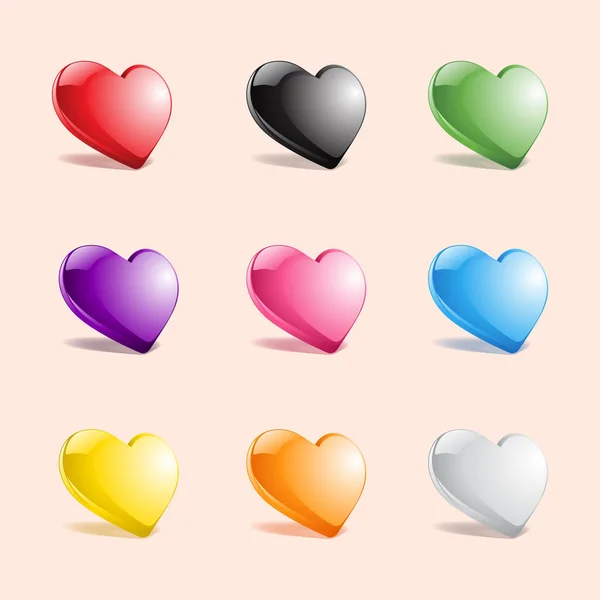 Colorful Valentines Heart Collection Vector Illustration — Stock Vector