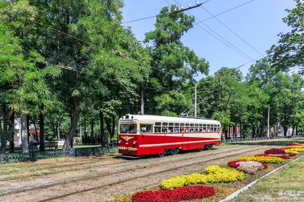 Kharkiv Ukraine Été 2021 Maire Igor Terekhov Conduit Tramway Rétro — Photo