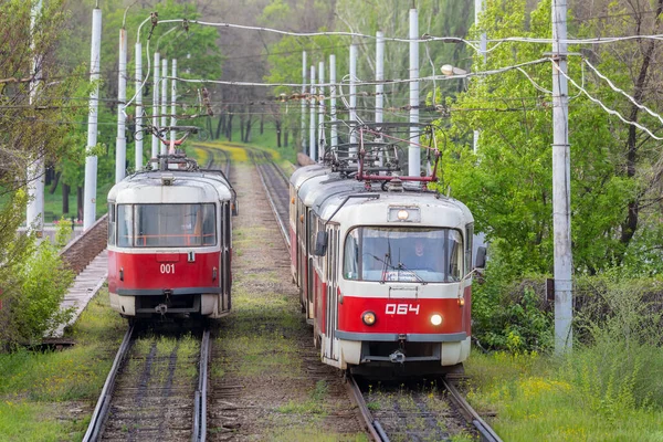 우크라이나 크리비 Kryvyi Rih 2021 지하철 트램의 타트라 우크라이나 지하철 로열티 프리 스톡 이미지