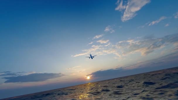 Avion Est Écrasé Dans Mer Éclaboussé Les Vagues — Video