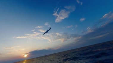 Uçak denize çakıldı ve patladı.