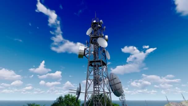 Signal Transmitting Tower Radar Scanning Detection — Video Stock