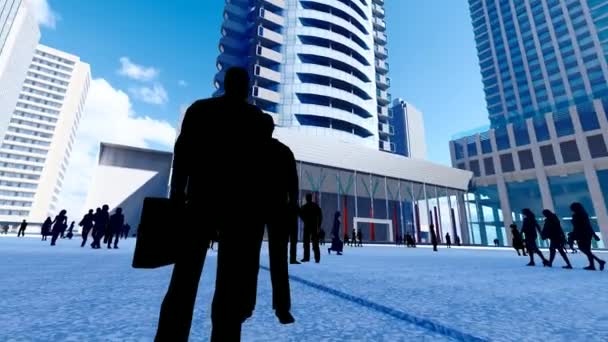 Silhouette Successful Business People Office Building — ストック動画