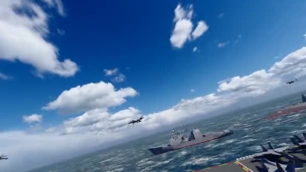 Chiński Lotniskowiec Navy Formacja Lotu Lotniczego Myśliwca — Wideo stockowe