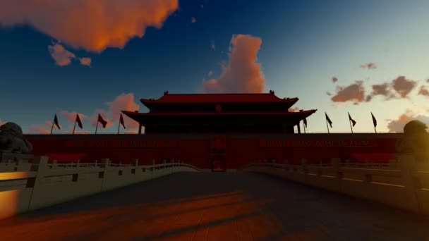 Güneş Pekin Tiananmen Meydanı Nda Doğuyor — Stok video