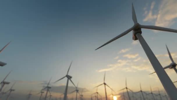 Offshore Windenergie Bij Zonsondergang — Stockvideo