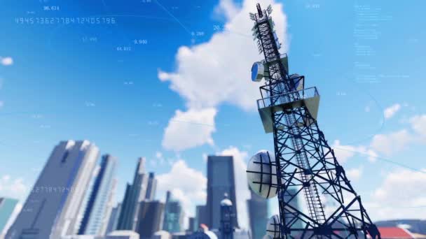 Base Station Signal Tower Network Data Transmission — Stok video