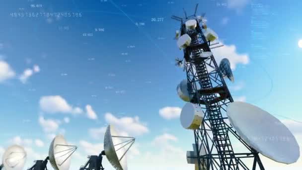 Stasiun Komunikasi Dan Radar Menerima Dan Mengirimkan Sinyal — Stok Video