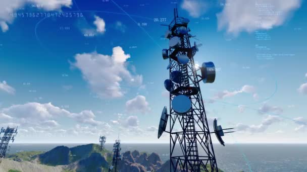 Kablosuz Iletişimi Baz Istasyonu Sinyal Kulesi — Stok video