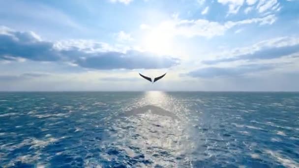Papierowy Samolot Swobodnie Wznosił Się Morzu — Wideo stockowe