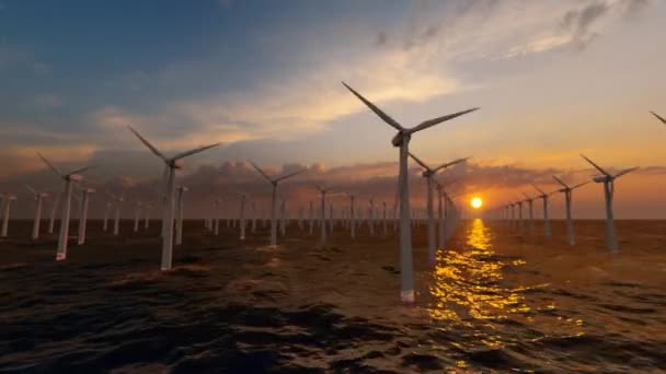 Offshore Windenergie Installatie — Stockvideo
