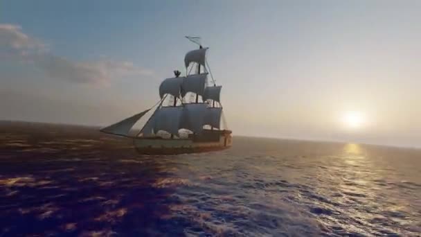 Denizde Sürüklenen Bir Yelkenli — Stok video