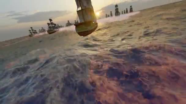 木船在海上起航 — 图库视频影像