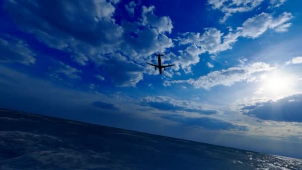 Plane Flying Sea — стоковое видео