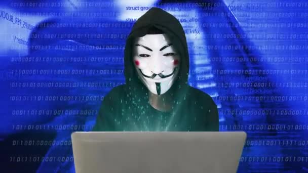 Хакери Використовують Комп Ютерну Клавіатуру Друку Обробки Кодом Програмування — стокове відео