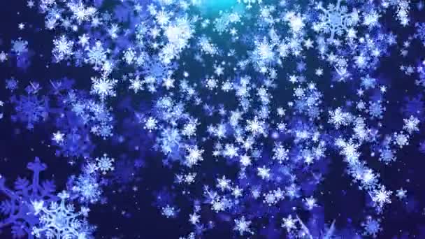 Christmas Blue Particle Snowflakes Fall Stage Background — Vídeo de Stock