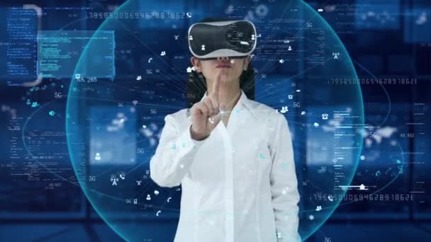 Experiencia Pantalla Holográfica Metauniverso Realidad Virtual — Vídeos de Stock