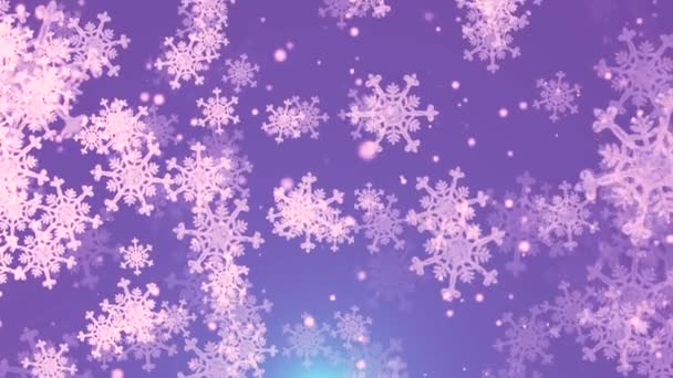 Красивые Великолепные Рождественские Снежинки Падают Фоне Сцены — стоковое видео