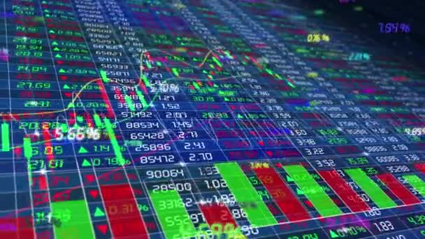 Datový Graf Vývoje Akcií Trhu Cennými Papíry — Stock video