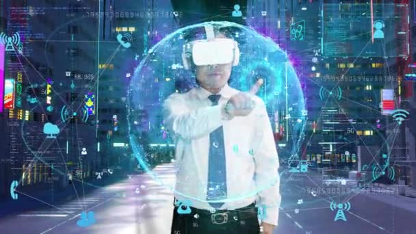 Wearing Virtual Reality Intelligent Glasses Experience Meta Universe Network World — 图库视频影像