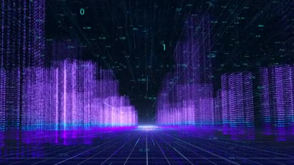 Holografik Parçacık Kablo Teknolojisi Kentsel Yüksek Binalar — Stok video