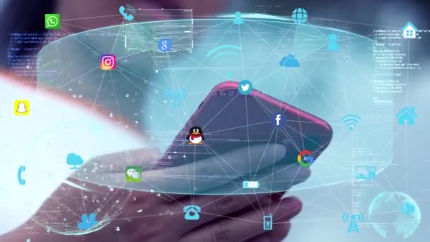 Transmisi Data Jaringan Sosial Mobile — Stok Video