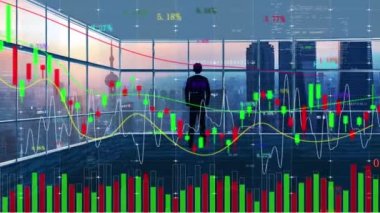 Stock market trend chart of securities trading in global financial center.