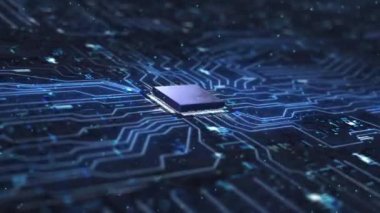 Futuristic Computing Data Circuit Board with AI Machine Learning Concept
