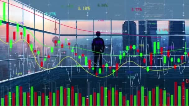 Gráfico Tendências Mercado Ações Negociação Títulos Centro Financeiro Global — Vídeo de Stock