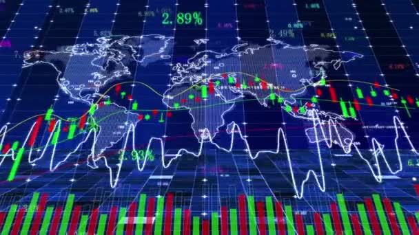 Dynamic Data Trend Chart Financial Stock Market — Vídeo de Stock
