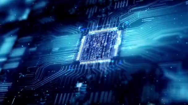 Artificial Intelligence Technology Chip Circuit Board Circuit Background — Stockvideo