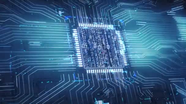Computer Cpu Chip Circuit Board Background — Vídeos de Stock