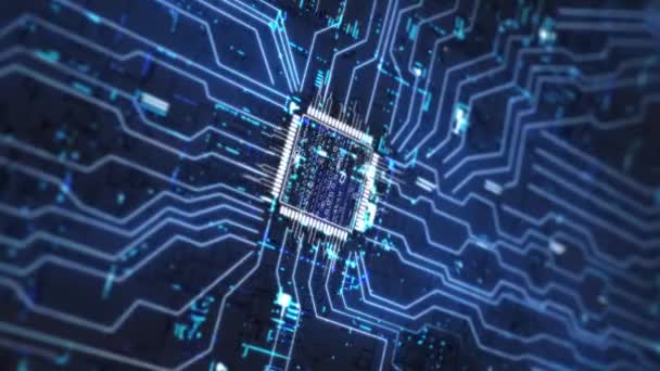 Artificial Intelligence Big Data Internet Cpu Chip Circuit Board — стоковое видео