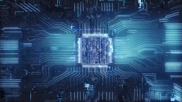 Artificial Intelligence Big Data Computer Cpu Chip Circuit Board Background — Stok video