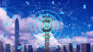 Network coverage of electronic signals transmitted by 5g base stations in science and technology cities
