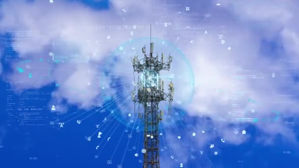 Base Station Signal Transmission Network Communication Tower — Wideo stockowe