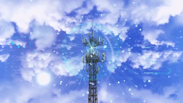 Base Station Tower Data Signal Transmission Mobile Internet Communication — Stok video